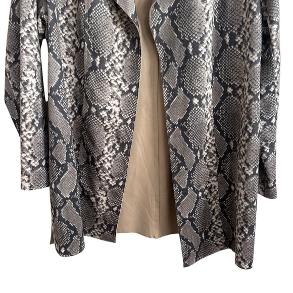 Premise Faux Leather Snakeskin Print Waterfall Open Front Cardigan Sweater Large - Picture 2 of 8